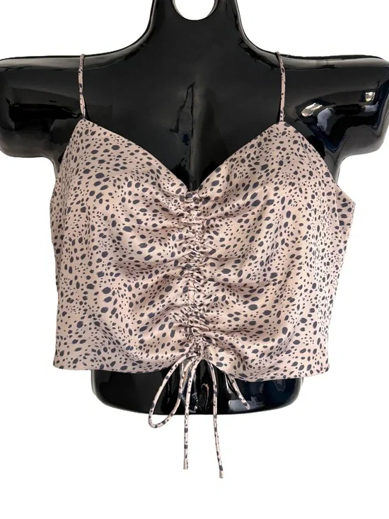 Forever 21 Beige Spotted Satin Ruched Cami Top - Picture 1 of 7